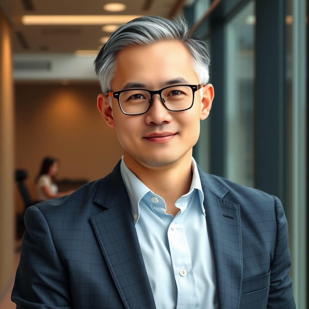 Professional headshot of editorial director with expertise in AI technology and financial journalism, wearing business attire against a modern office background